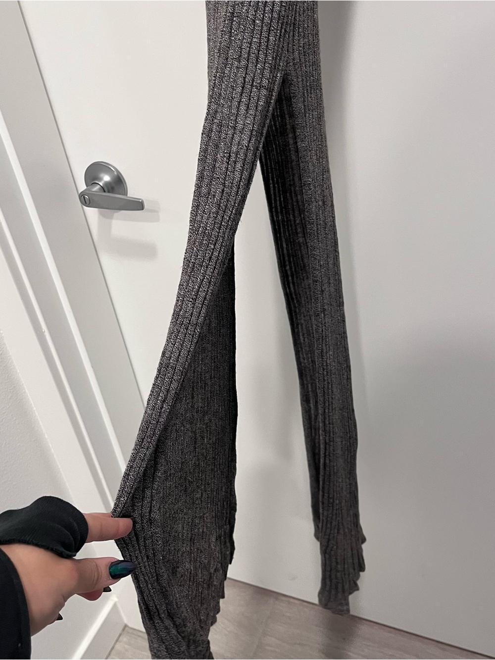 Zara‎ Knit Ribbed Sleeveless Maxi Dress in Charcoal Gray Size Medium Slit Sides - Picture 5 of 6